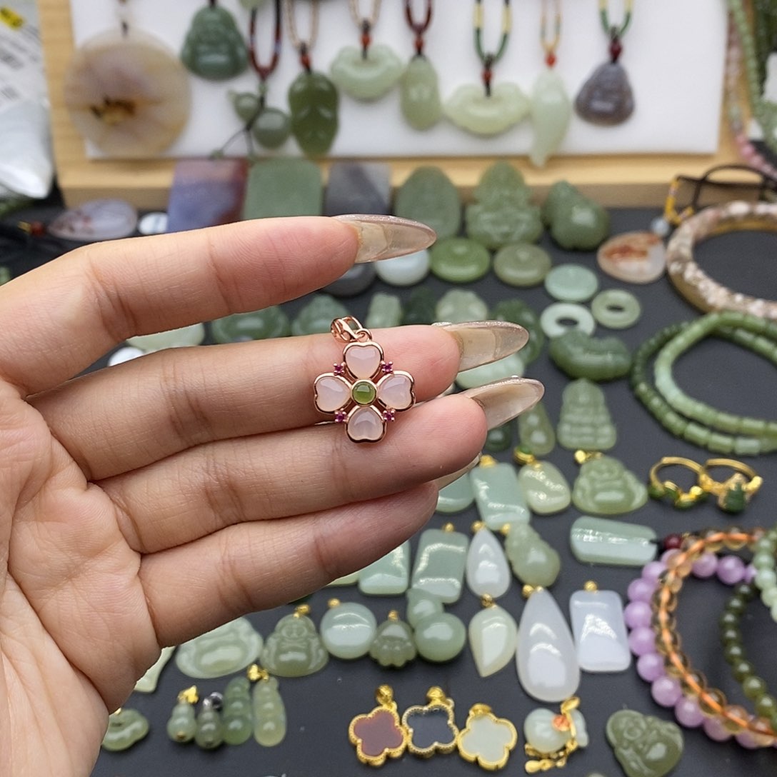 和田玉吊坠(不含链)银S925镶嵌