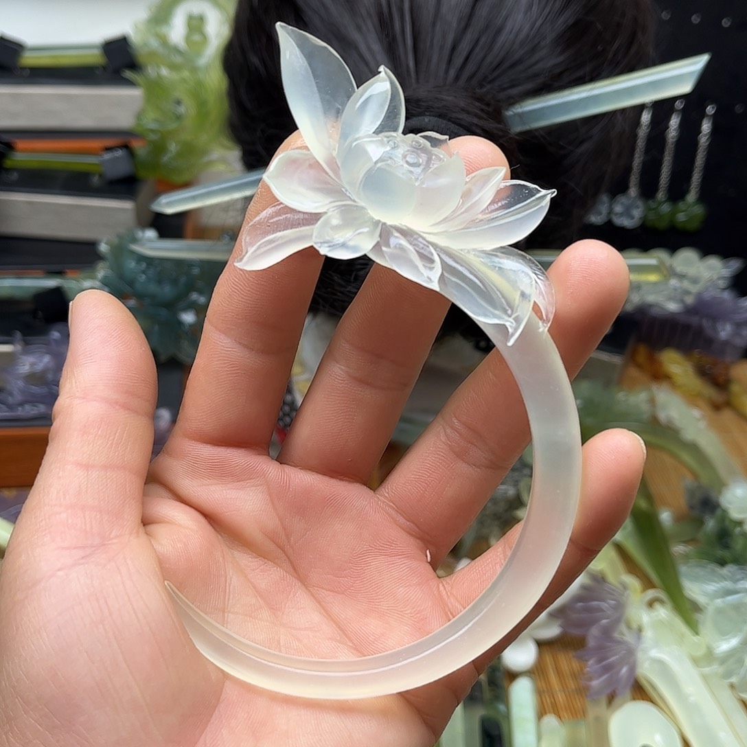 非金属天然岫玉发簪