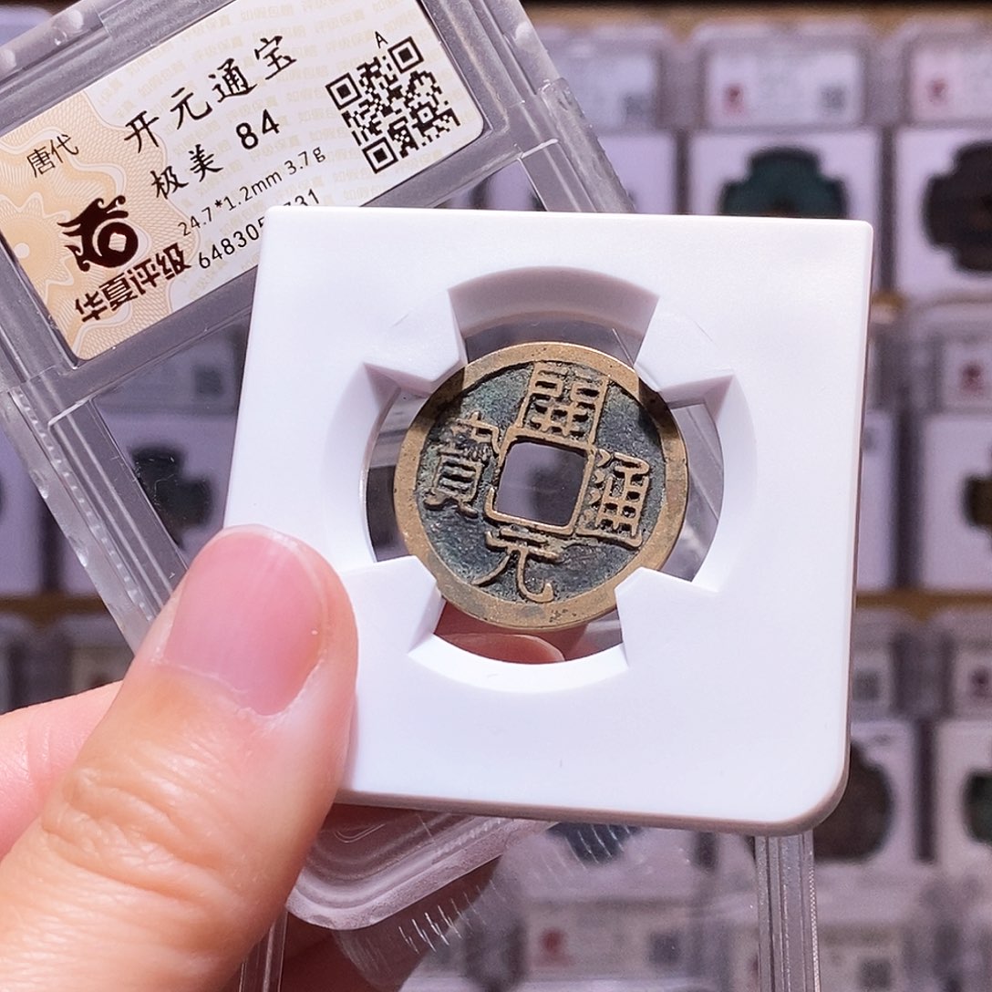 铜开元背上月，黑地章，华夏84，7731