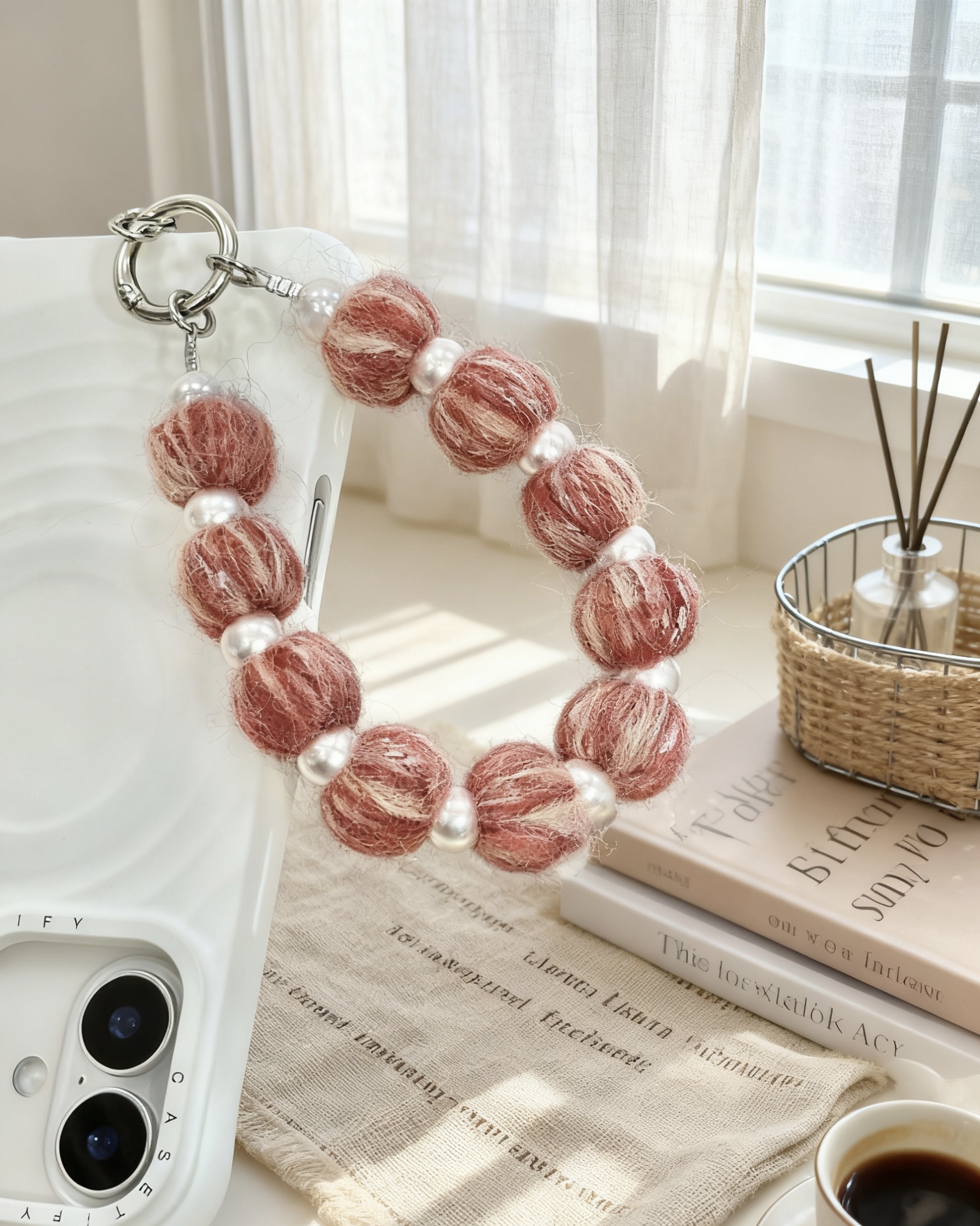 冬季精致少女心毛绒手机链包包挂饰通用手工短款创意女款