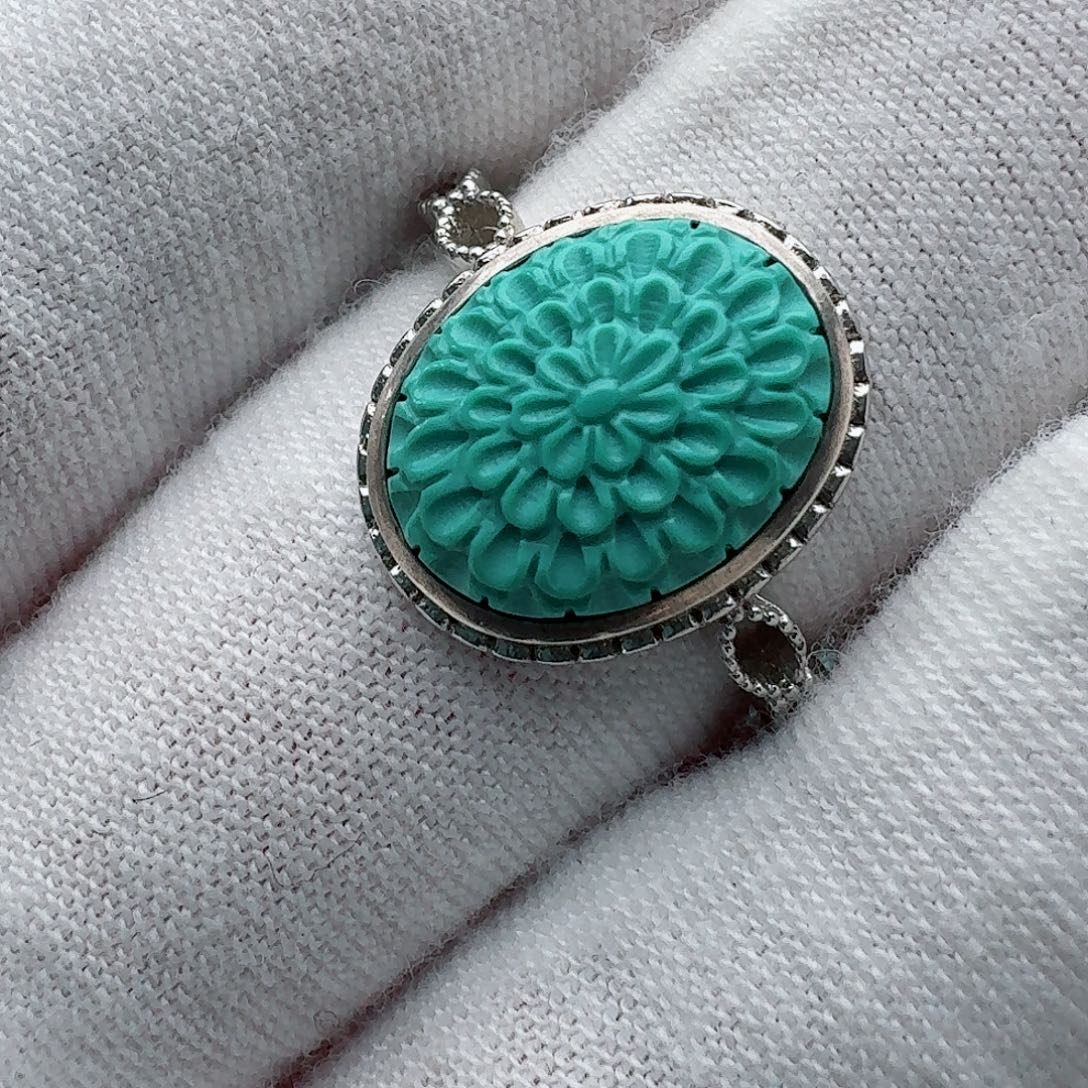 绿松石银S925镶嵌戒指