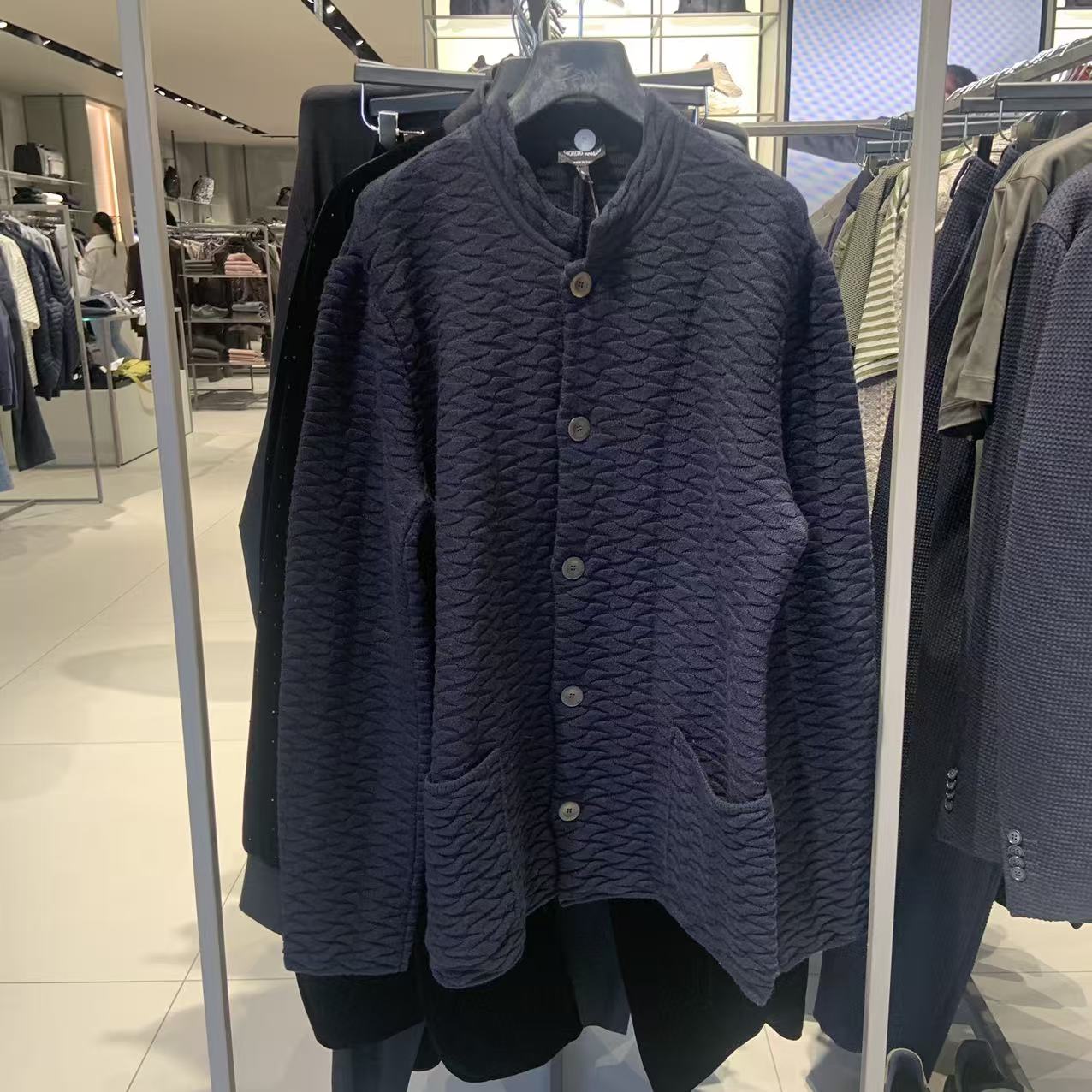 未使用 GIORGIO ARMANI/阿玛尼 男士GA压花针织外套男装男款秋冬
