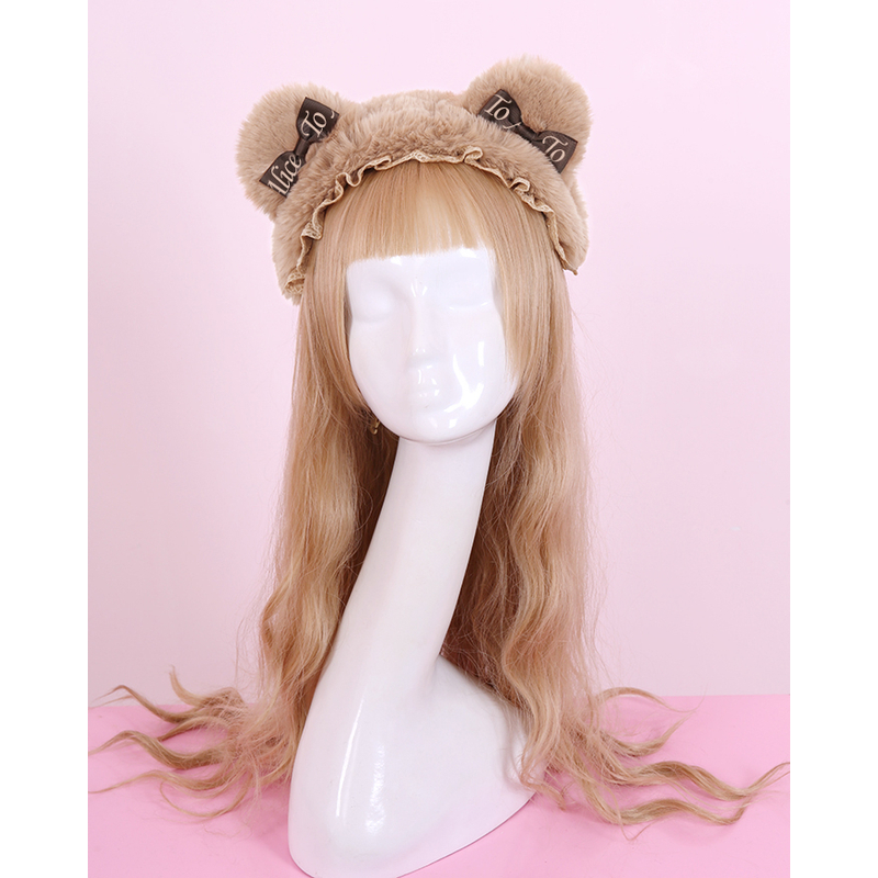 【To Alice】S388原创lolita冬日大小姐可爱毛茸茸小熊蝴蝶结发箍