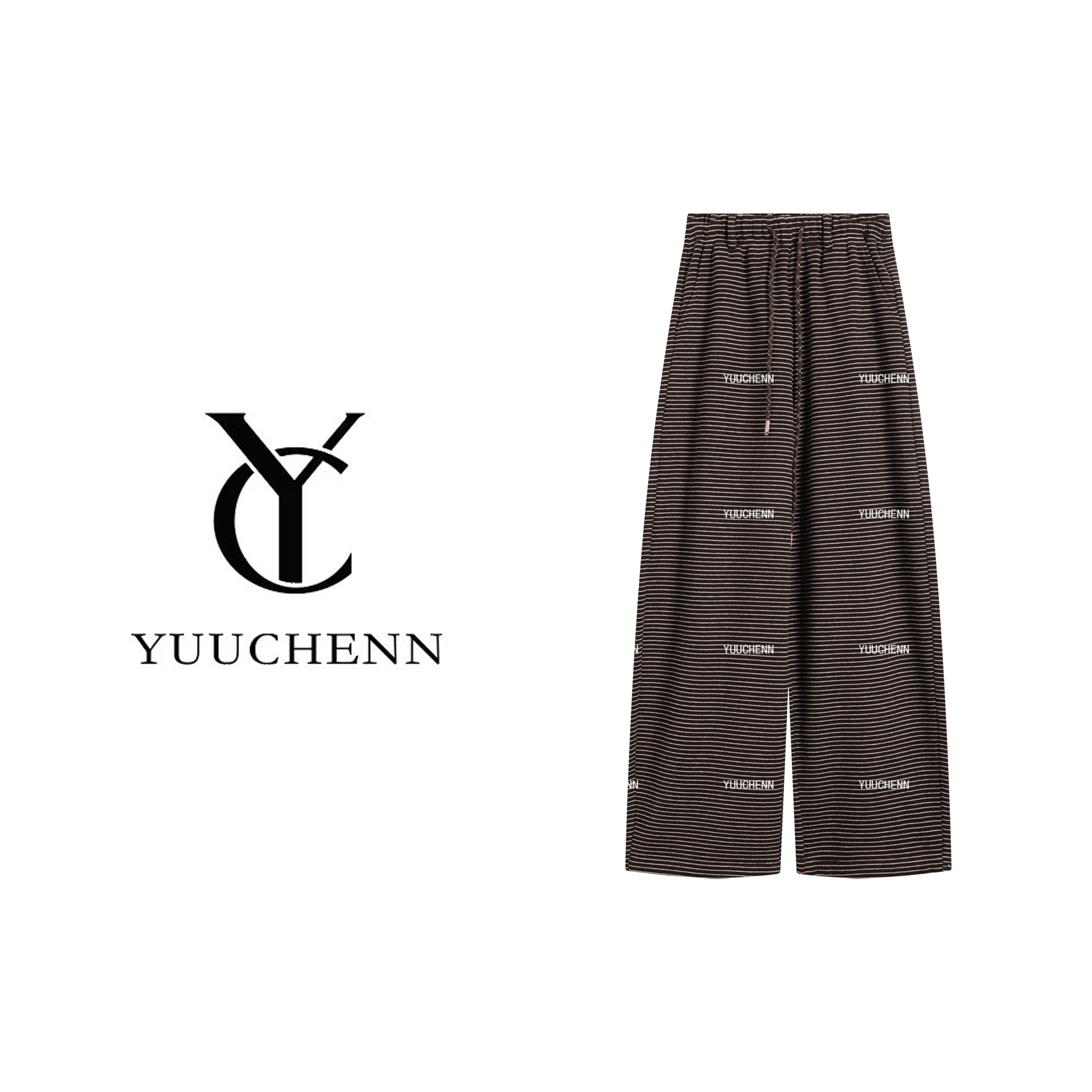 YUUCHENN 条纹直筒裤长裤休闲裤潮流宽松长款女士25C-W62863