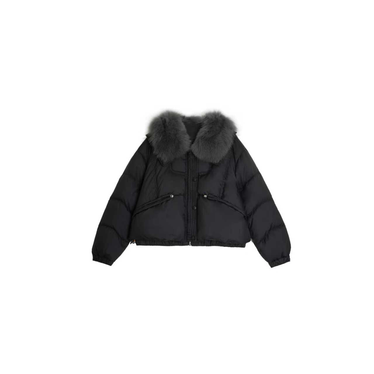 【668】25年新款白鸭绒方领时尚大气连帽百搭风衣加厚外套