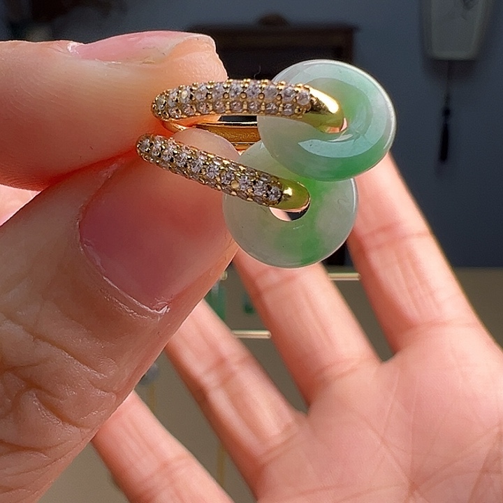 翡翠耳饰银S925镶嵌耳饰