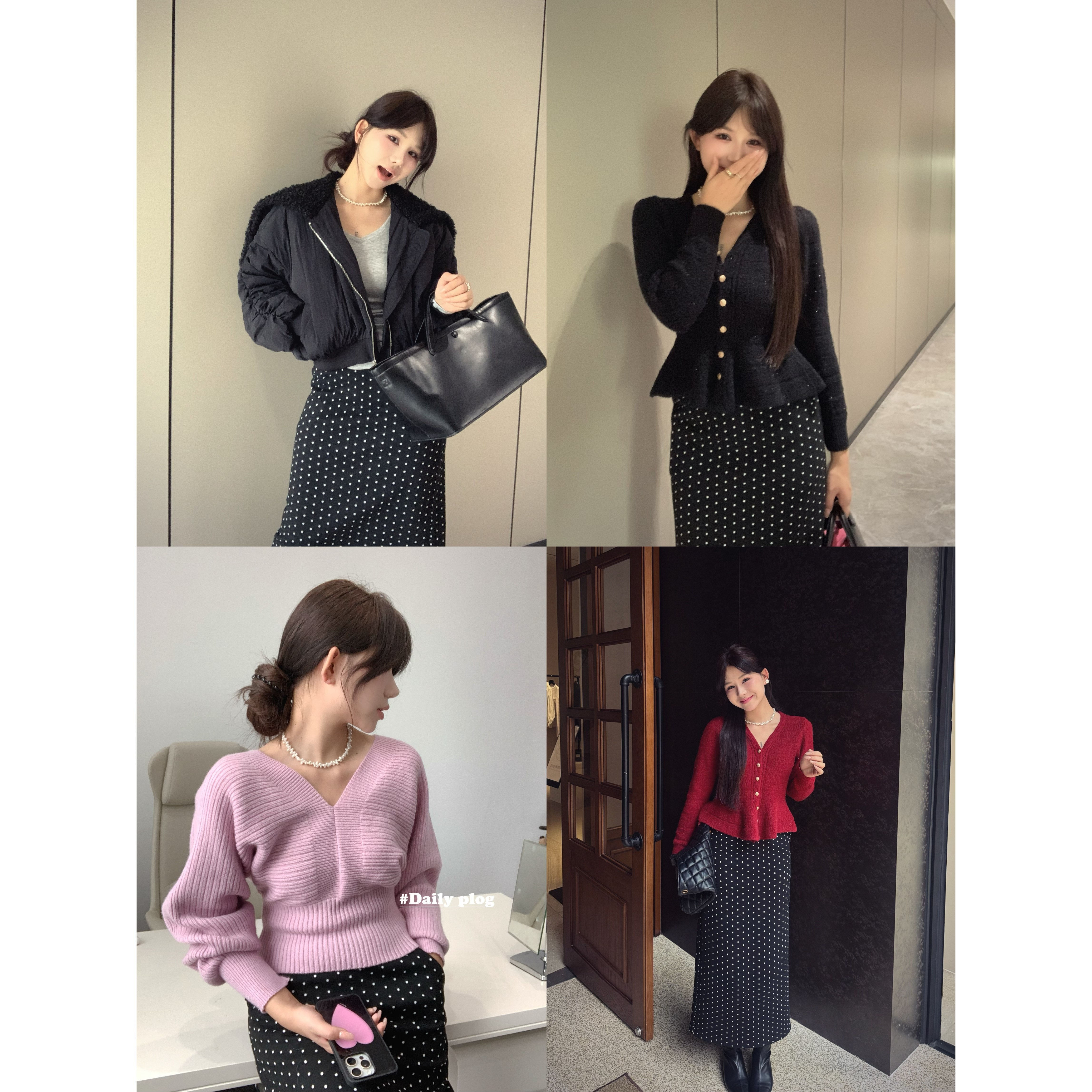 AFRESHM77【波点系列】气质oni 新款显瘦复古波点半身裙R0428