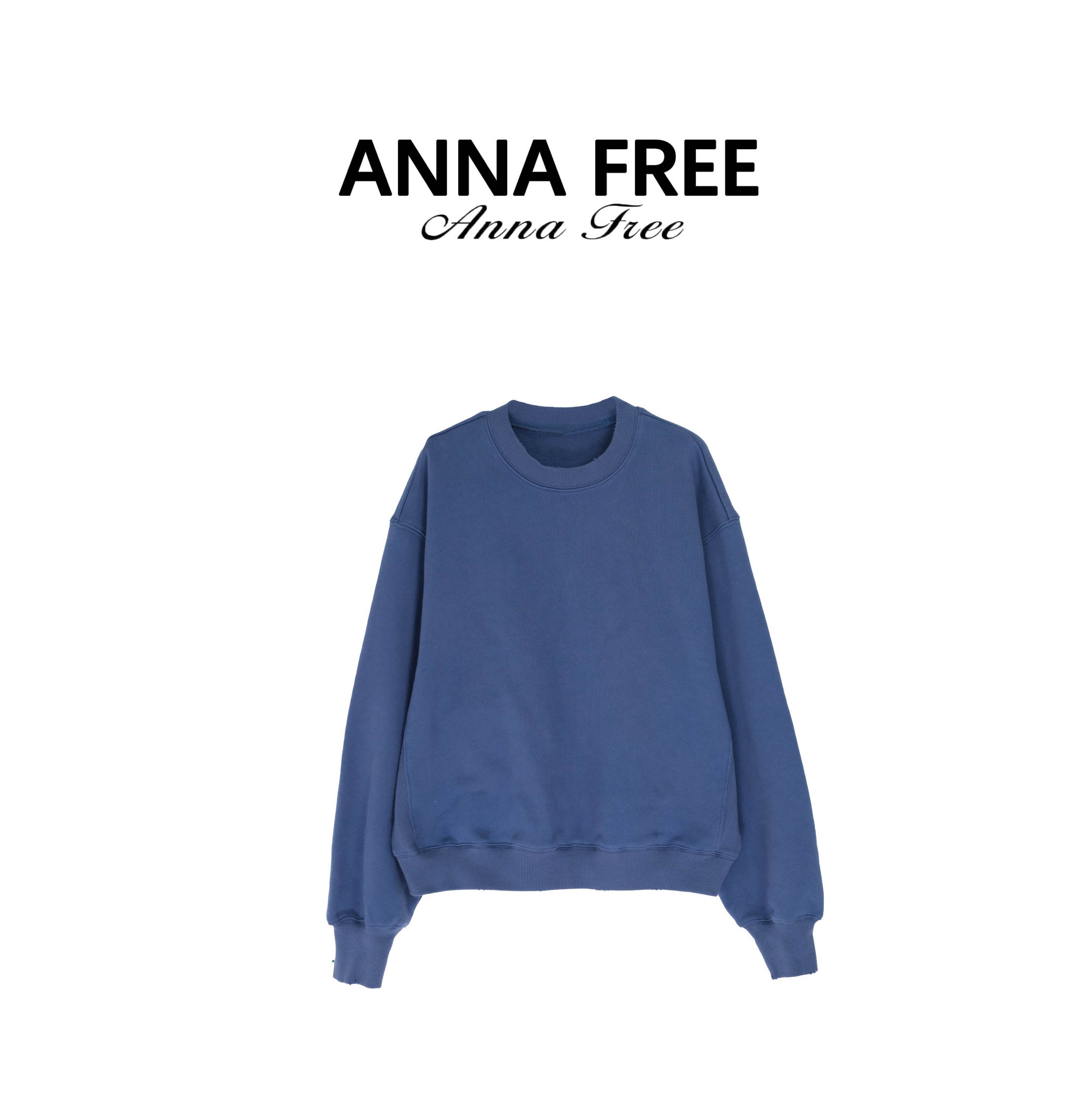 ANNA FREE 【重磅高克重】圆领套头卫衣秋季新款纯色卫衣ZCD25845