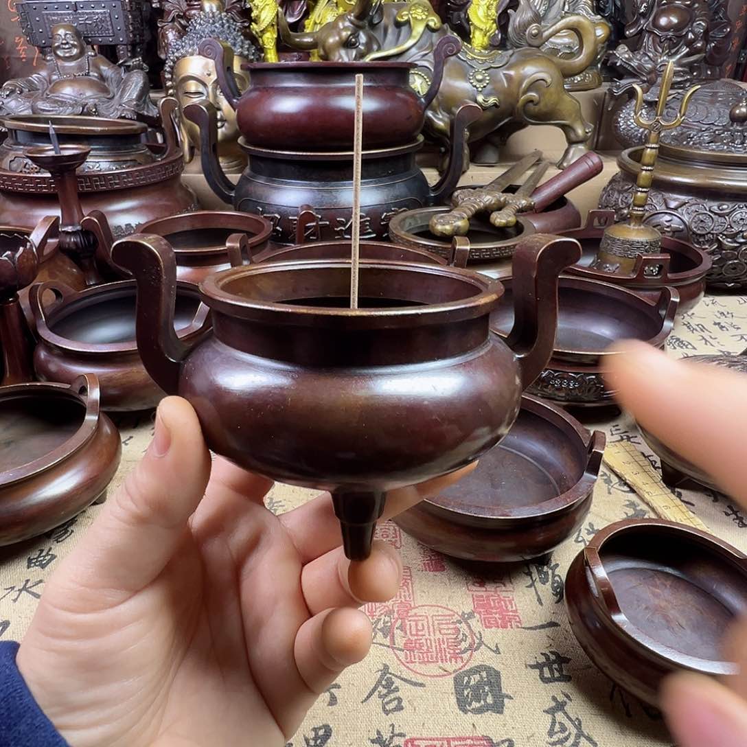 铜香炉家用供香炉铜钱直播间