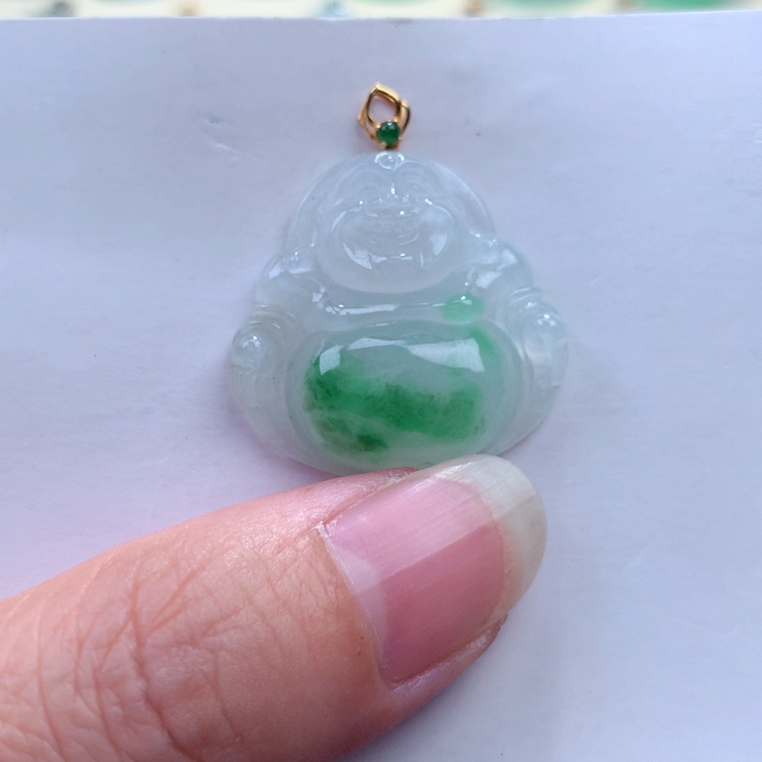 翡翠吊坠(不含链)18K金镶嵌