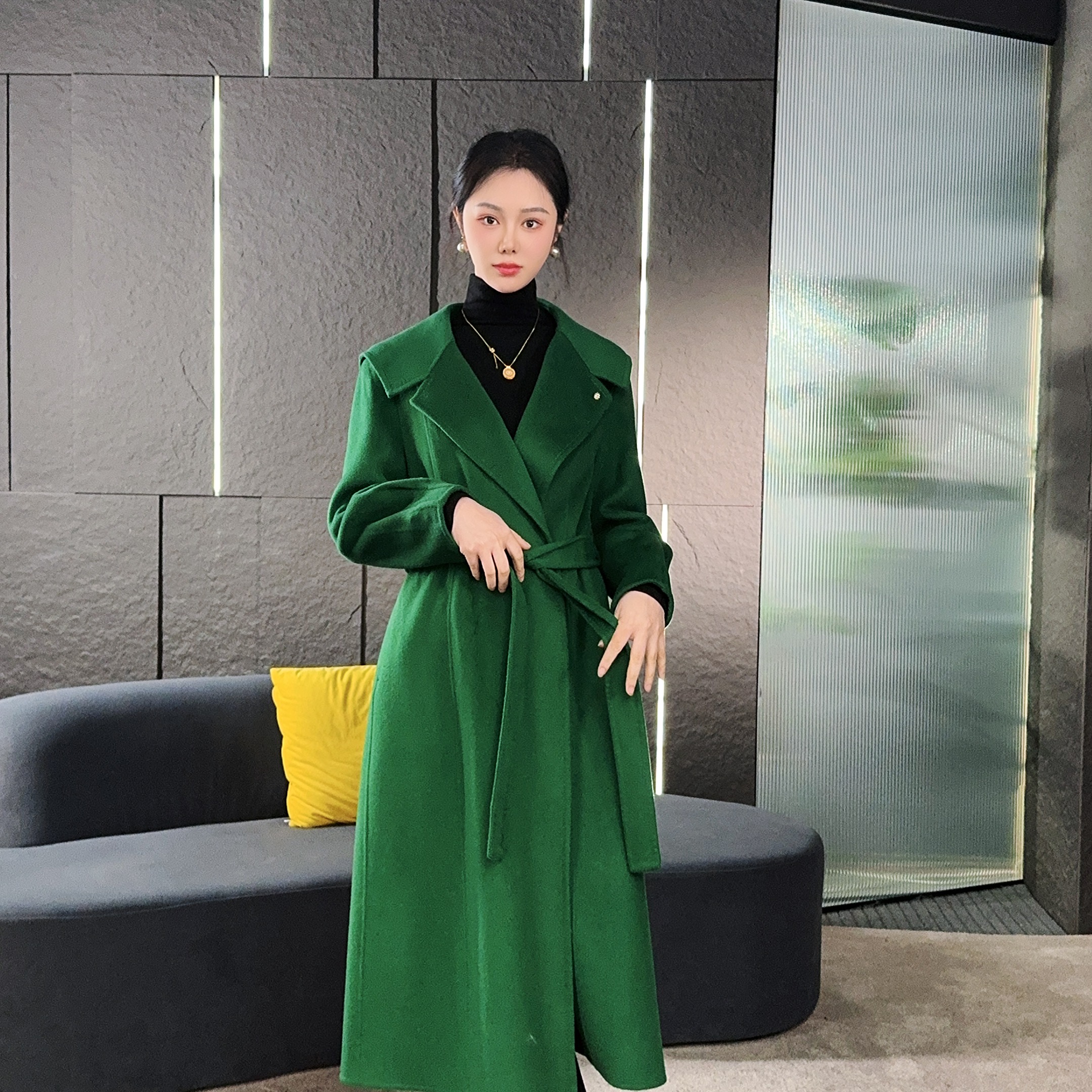 Falaibang/法莱邦GP017绿色羊毛大衣