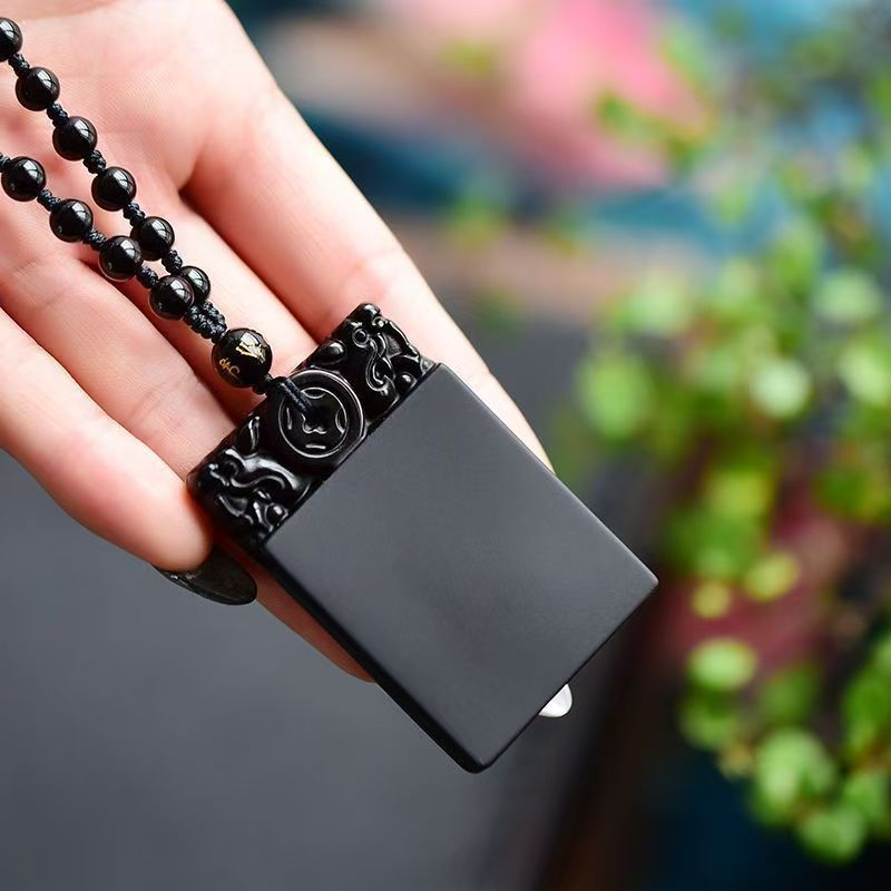 黑曜石平安无事牌男女刻字定制正品珍藏礼物