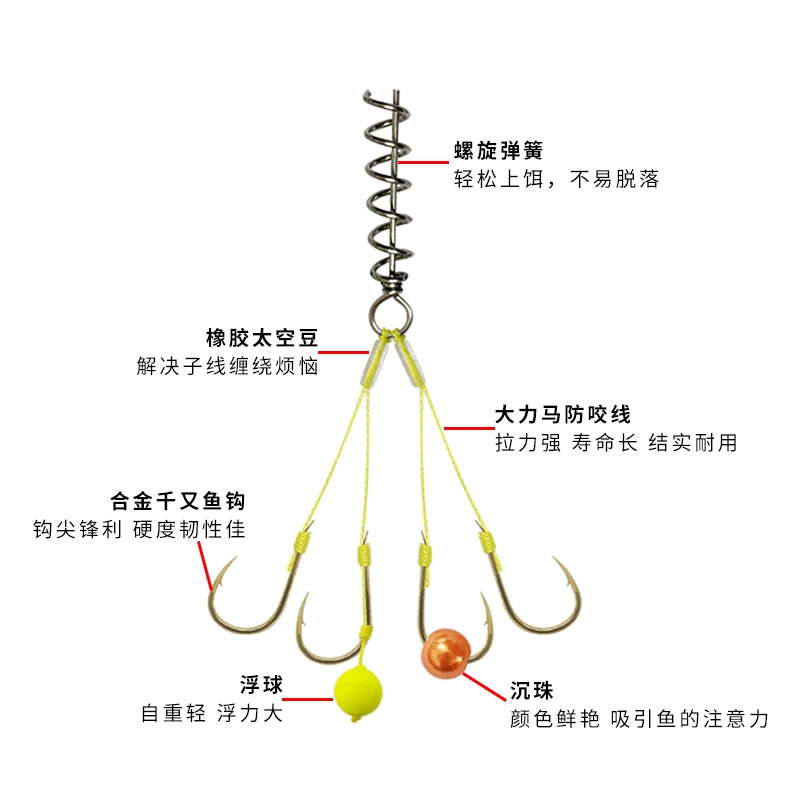 一沉一浮螺旋小爆炸钩一盒4付