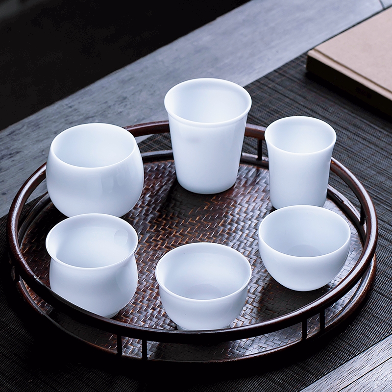 德化白瓷冰种玉瓷茶具主人杯大号品茗杯家用个人客人专用茶杯个性