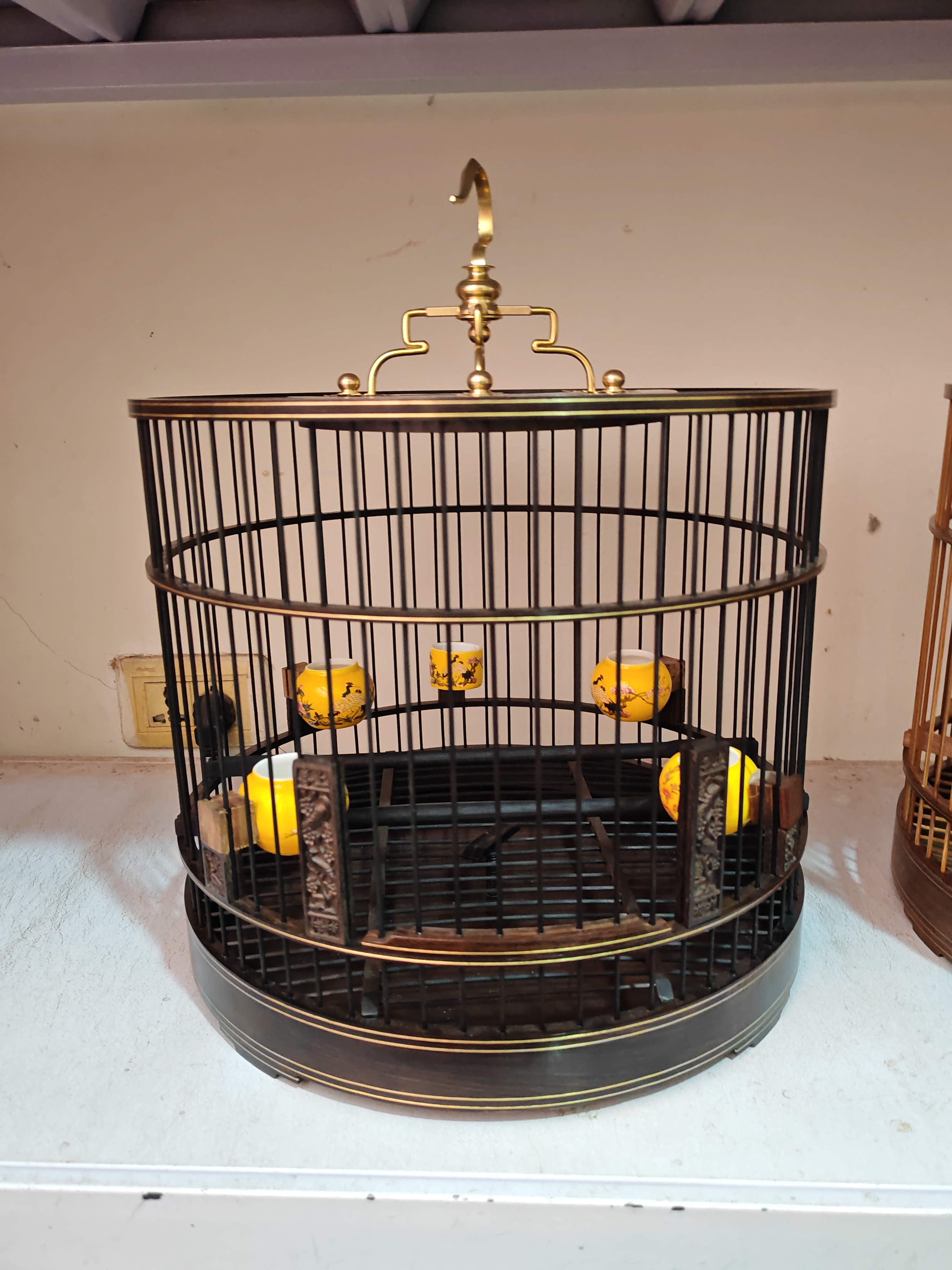 乌木紫光檀295圆笼全套竹条是染色介意勿拍