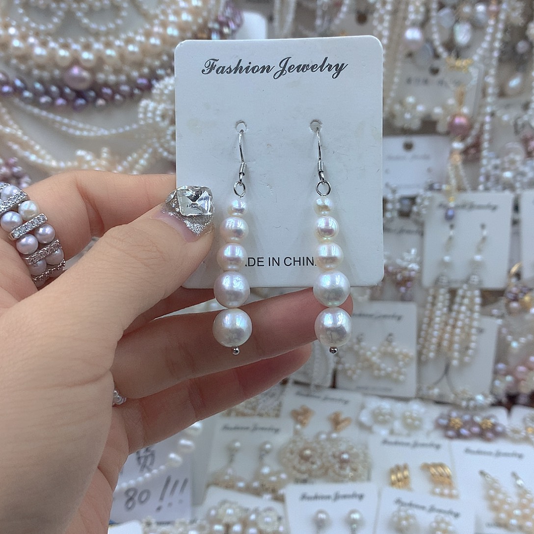 耳饰银S925镶嵌淡水珍珠