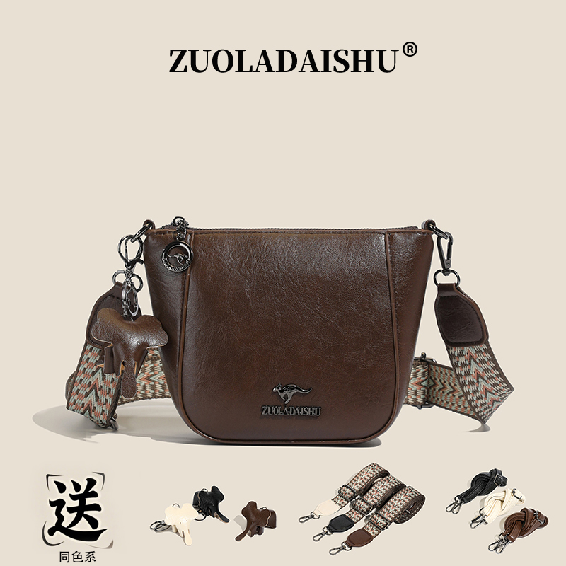 秋冬新款两根肩带洋气百搭墩墩包软皮单肩包通勤品牌斜挎包女挂件