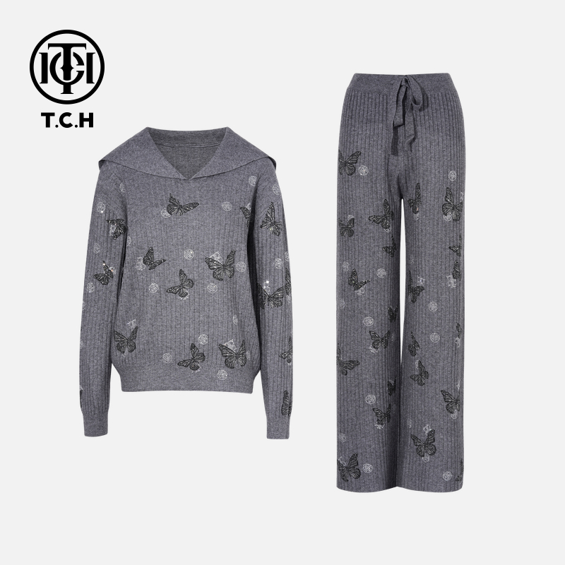 TCH私服烫钻工艺新时尚淑女百搭新潮流套装女T75C07E1057轻奢tch