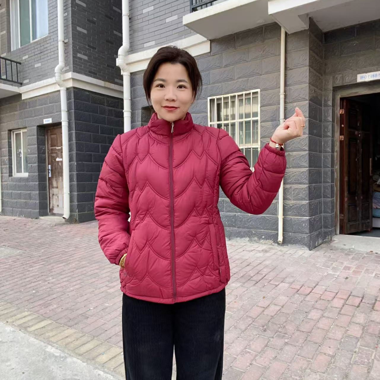 （反季+现货）6803秋冬时尚棉服外套短款有口袋修身修身立领