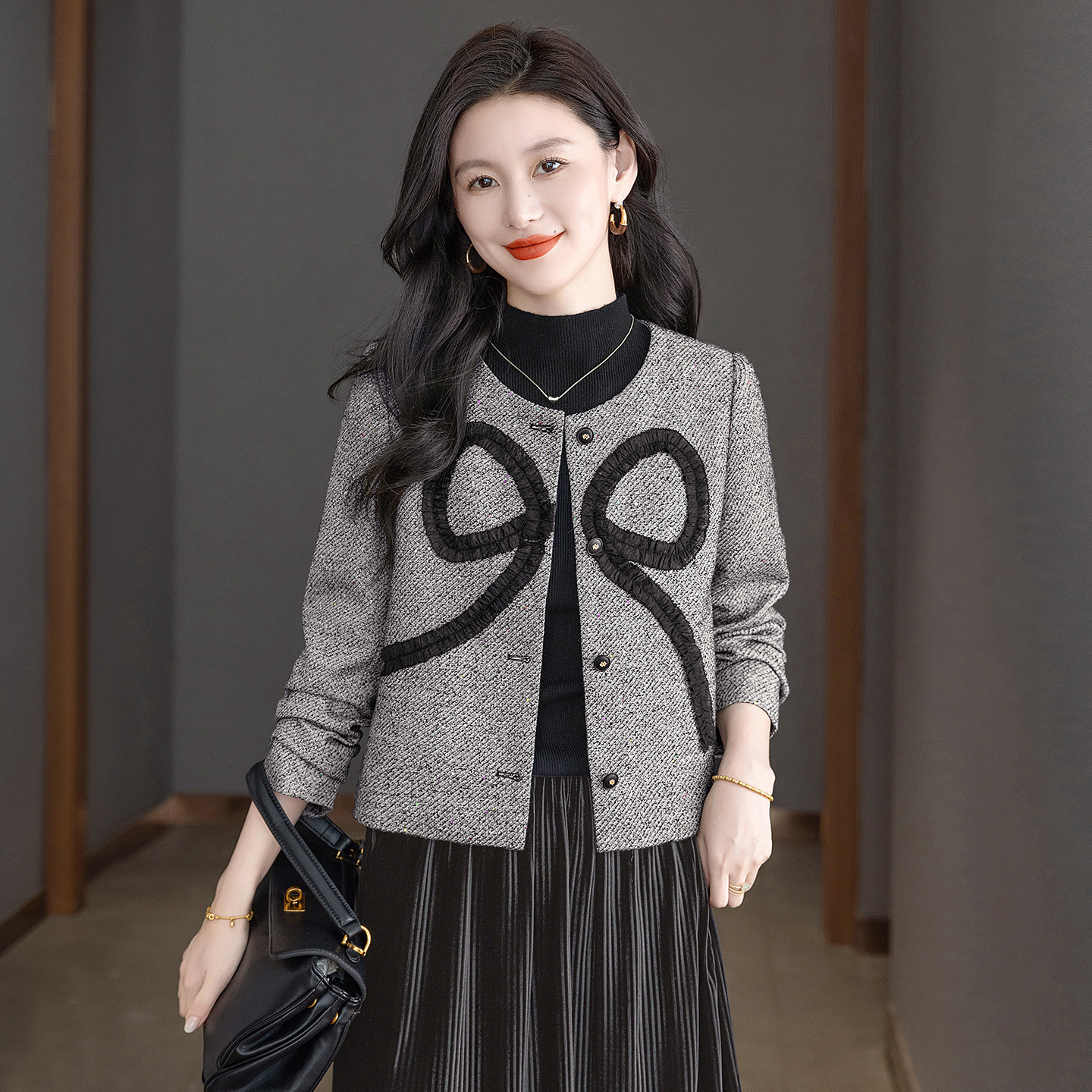 丝柏舍2025秋装新款女装时尚小香风上衣气质单排扣外套S53B3522A