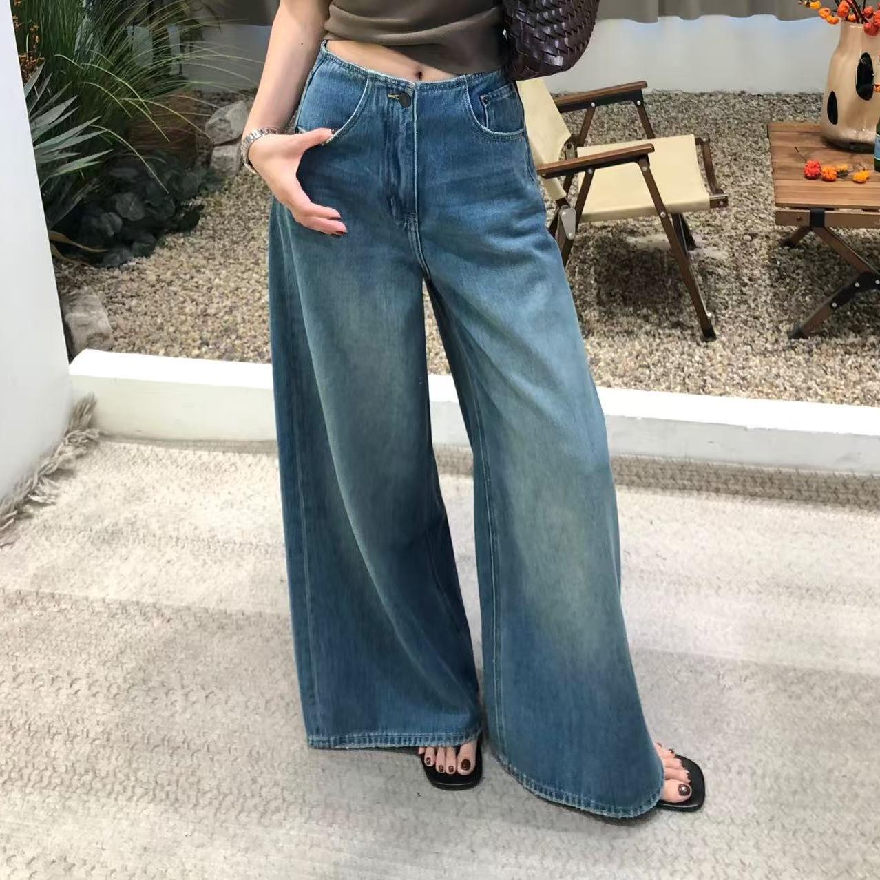 战神～复古俏皮高级感大阔腿裤2025显瘦气质A字复古棉牛仔裤裙裤女