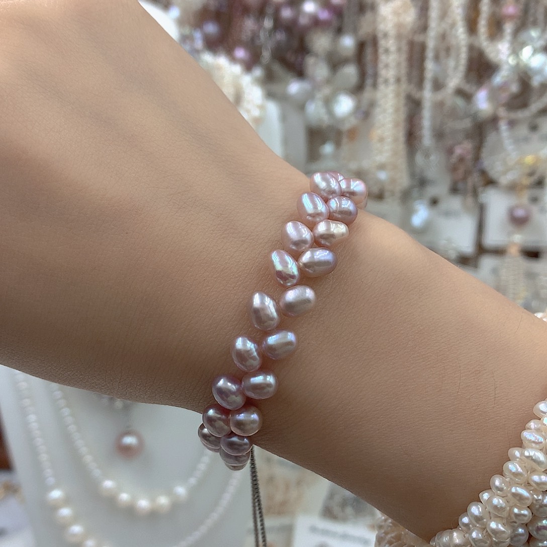 淡水珍珠银S925镶嵌耳饰