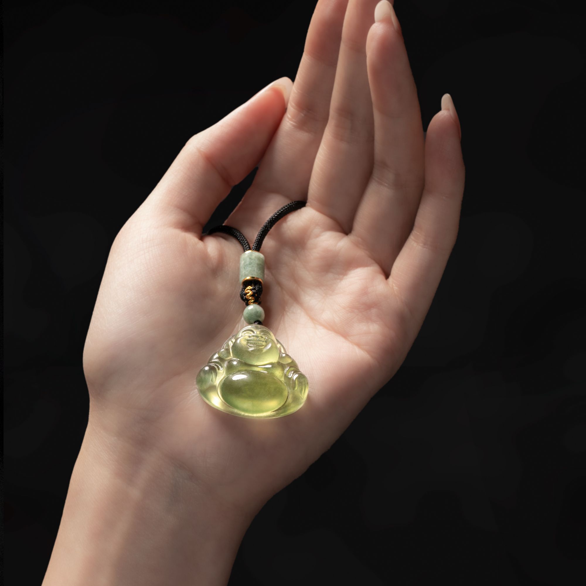 岫玉佛公吊坠 岫玉冰佛   天然A等岫玉项链 高冰透帝王透玉石吊坠