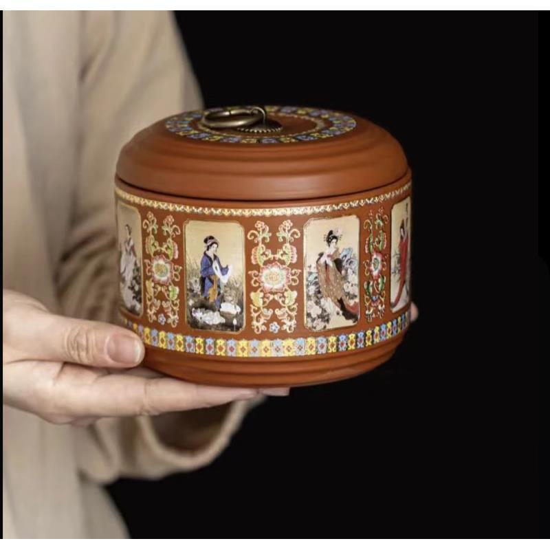 伴斤好物  四大美人茶叶罐  喝茶饮茶品茗茶道摆件储存 X636