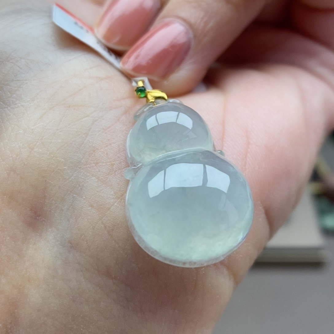 翡翠18K金镶嵌颈饰吊坠114