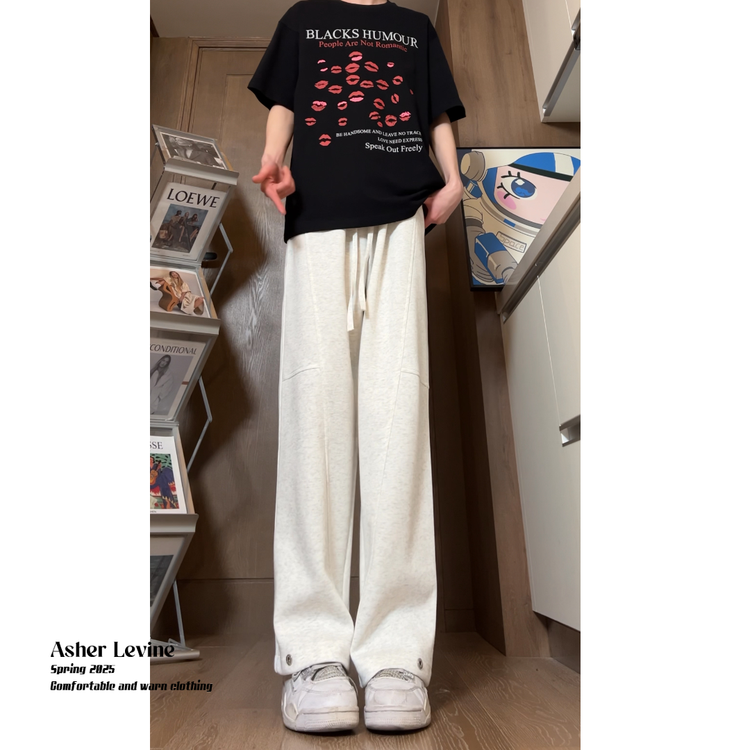 DY474休闲裤男款夏季潮牌宽松直筒阔腿高个子显瘦潮流拖地长裤