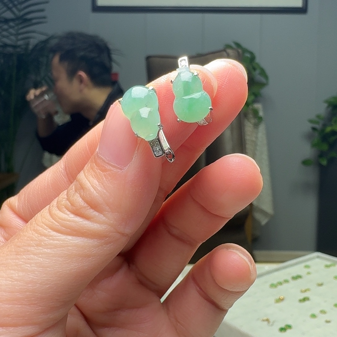 翡翠银S925镶嵌耳饰多样性发货其一