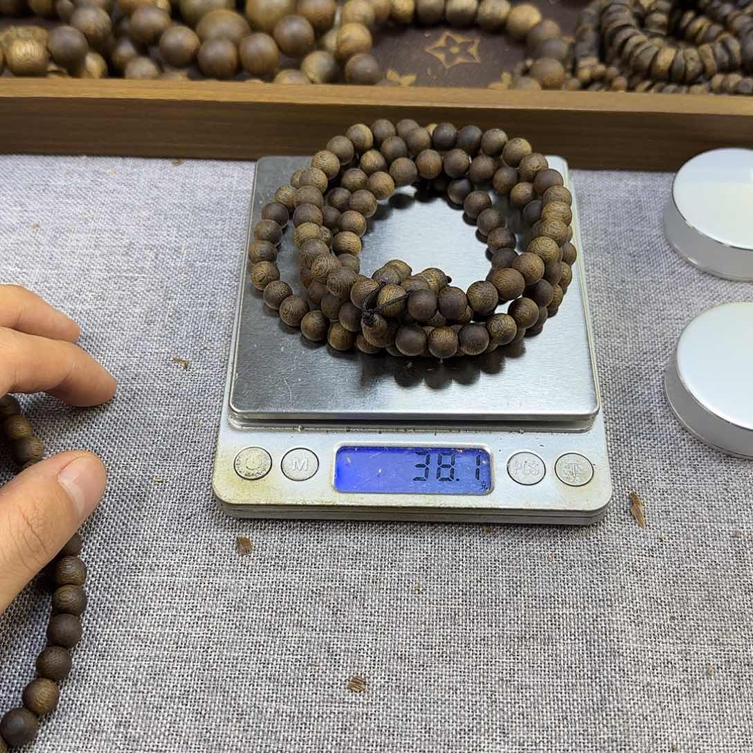 手串沉香08多圈圆珠沉水108颗绿奇楠老乌身