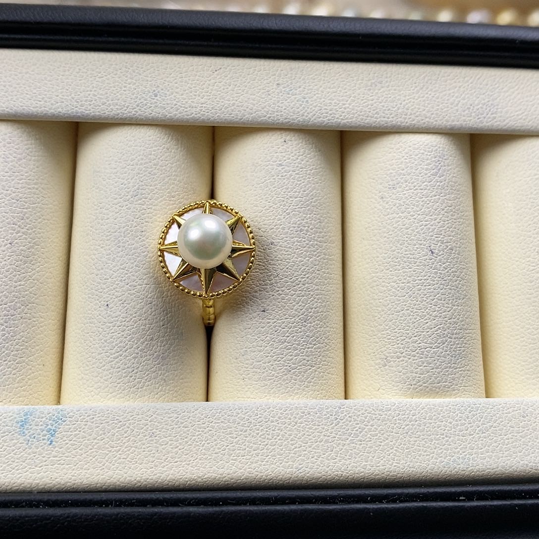 海水珍珠戒指银S925镶嵌