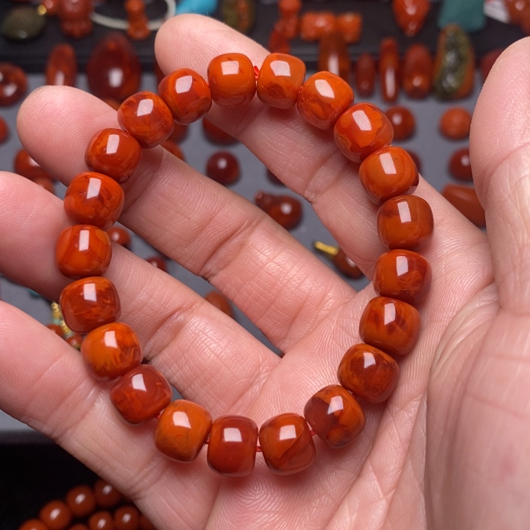 南红玛瑙锦红妖火焰手串未镶嵌