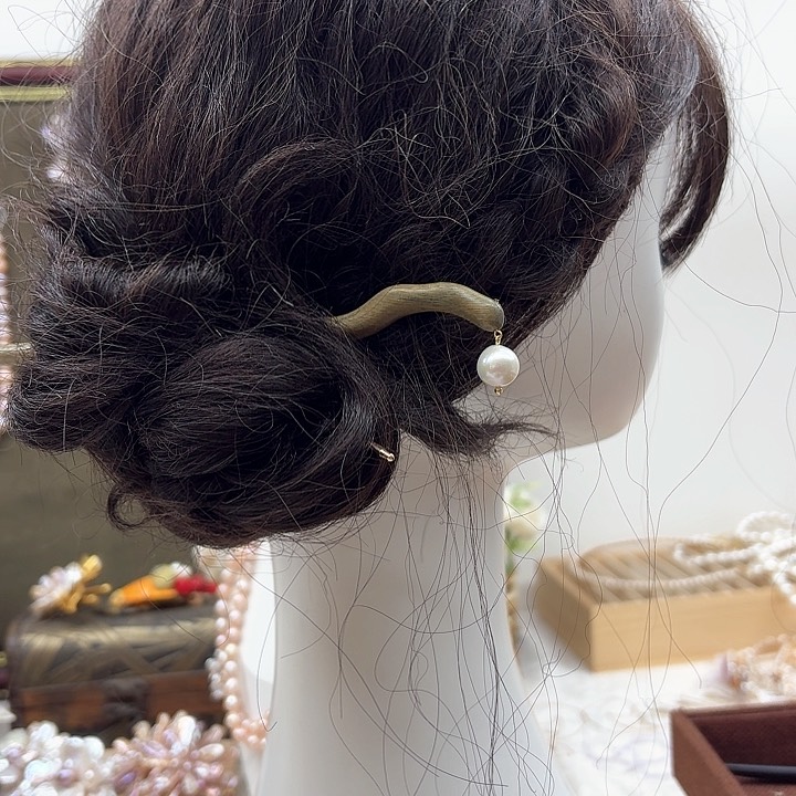 淡水珍珠发饰银S925镶嵌