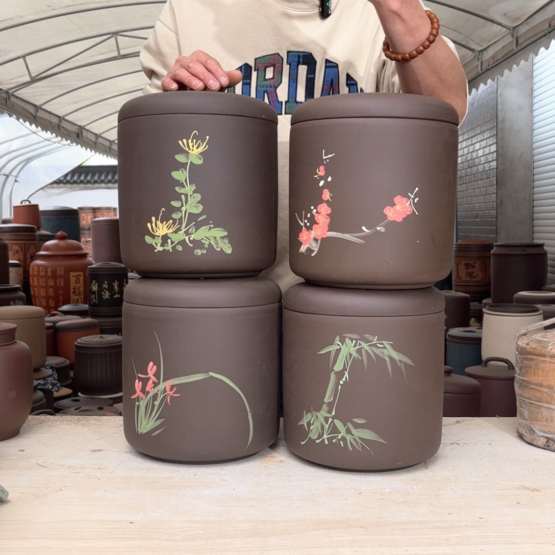 紫砂茶叶罐梅兰竹菊