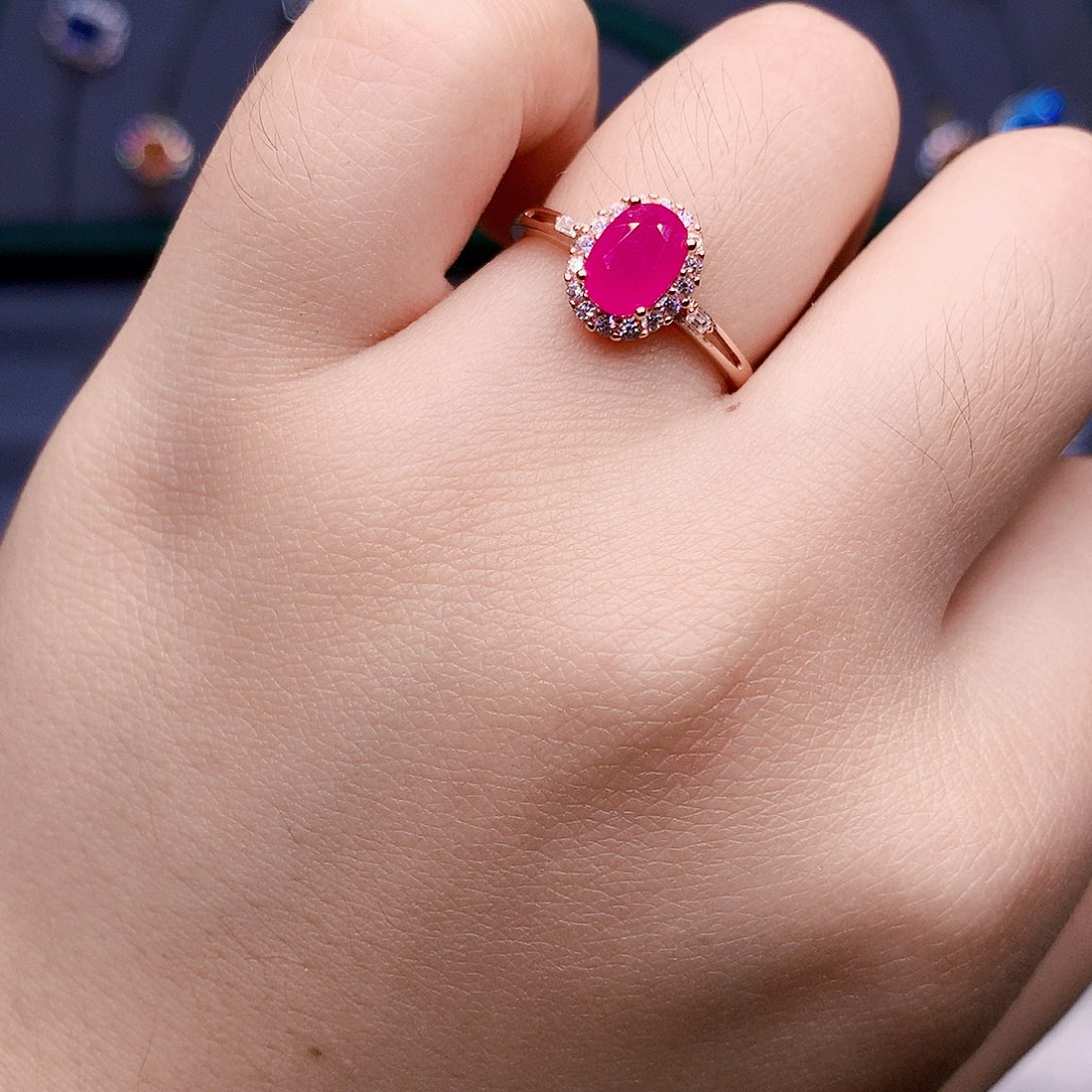 红宝石戒指银S925镶嵌