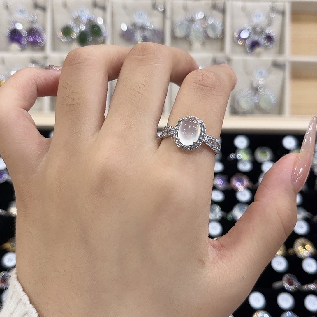 全****岫玉银S925镶嵌戒指