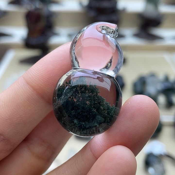 未镶嵌颈饰水晶绿幽灵聚宝盆葫芦定制