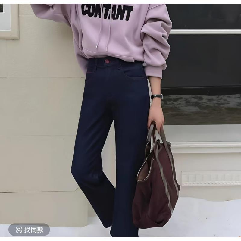 XX 加绒 A98060 冬季深蓝色九分烟管法棍直筒裤