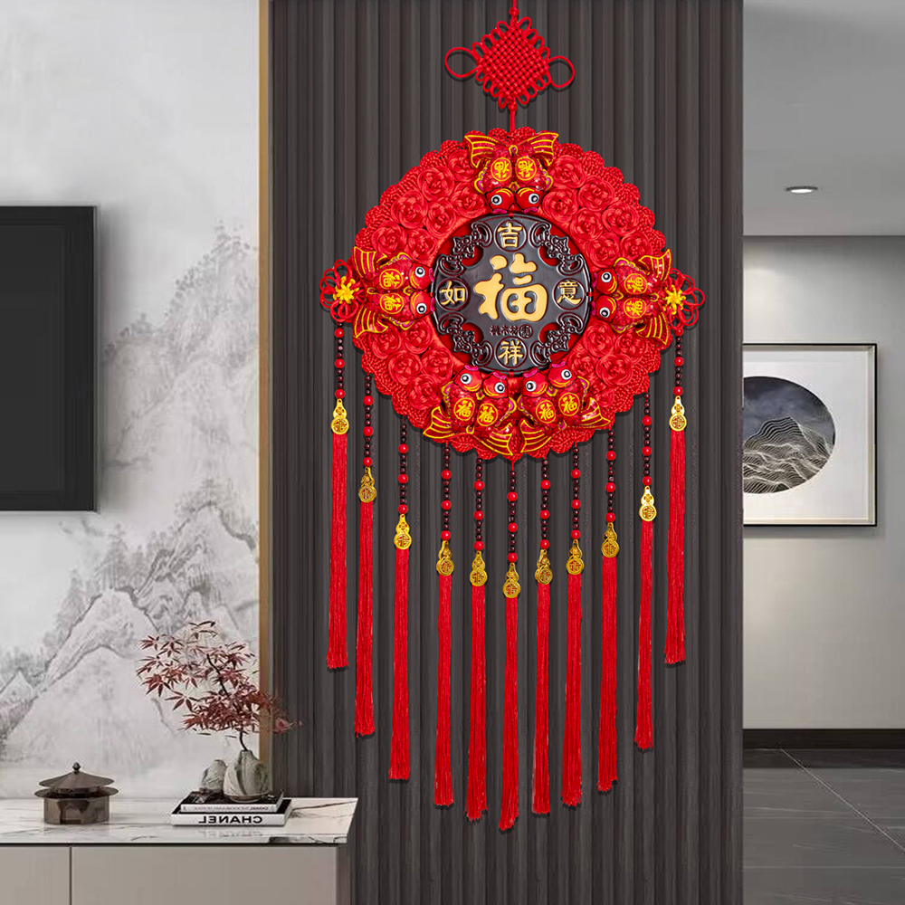 2026新款中国结挂件圆形大号福字玄关客厅电视背景墙乔迁新年春节