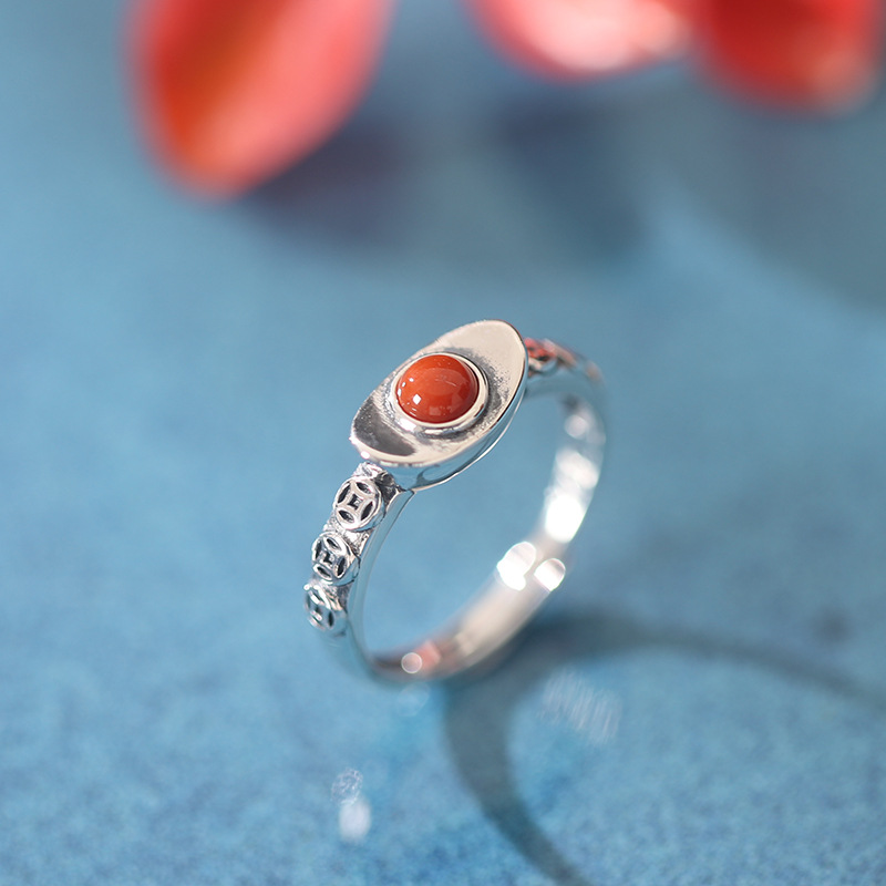 925银戒指女小众设计食指戒好运2024年新款发财指环