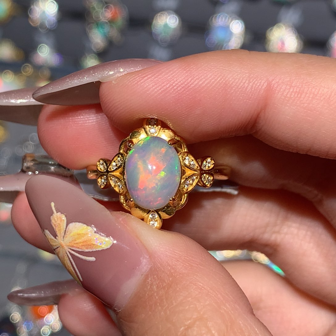 欧泊银S925镶嵌欧泊戒指y