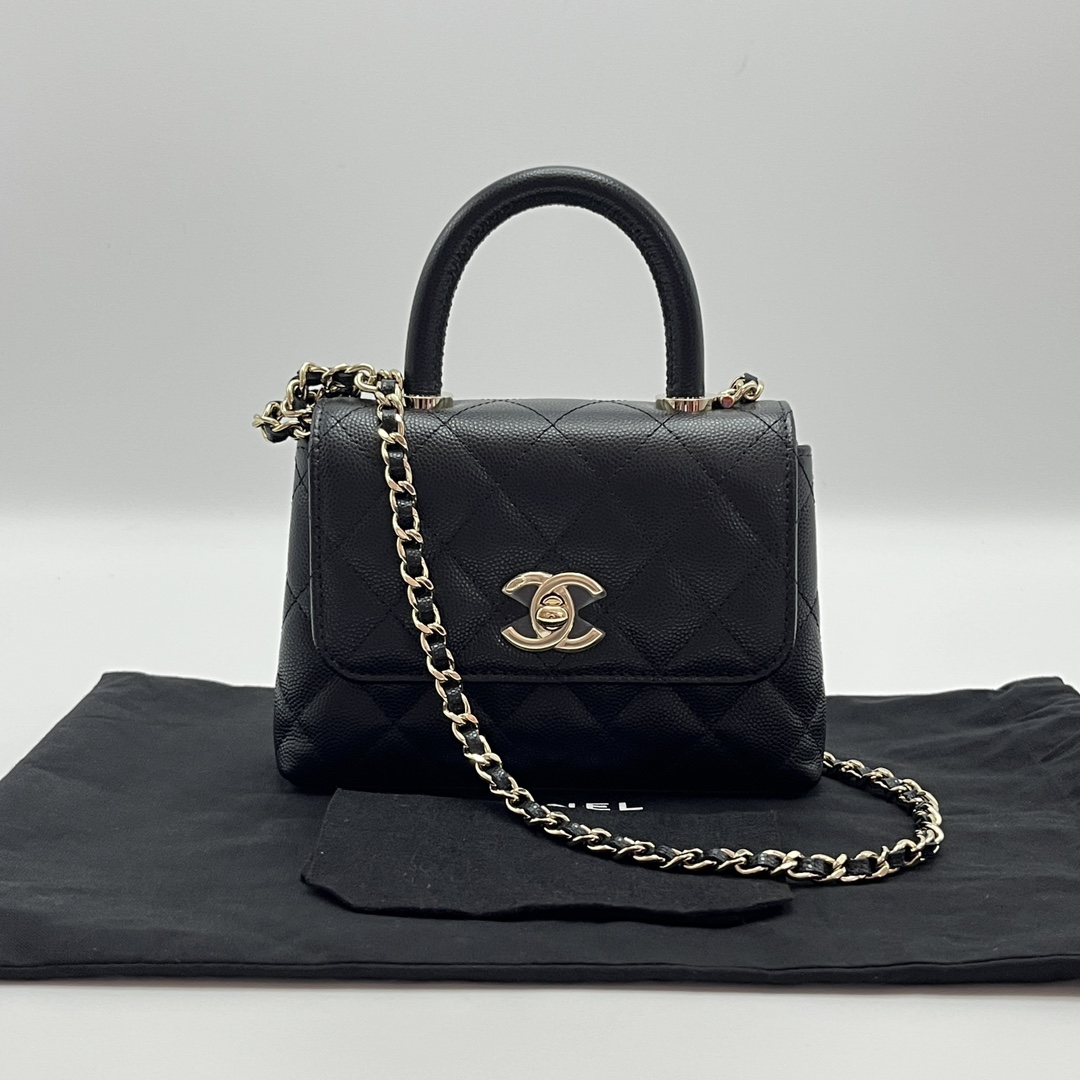 99新 Chanel/香奈儿 【小竹子首播福利】minicocohandle黑金手提包