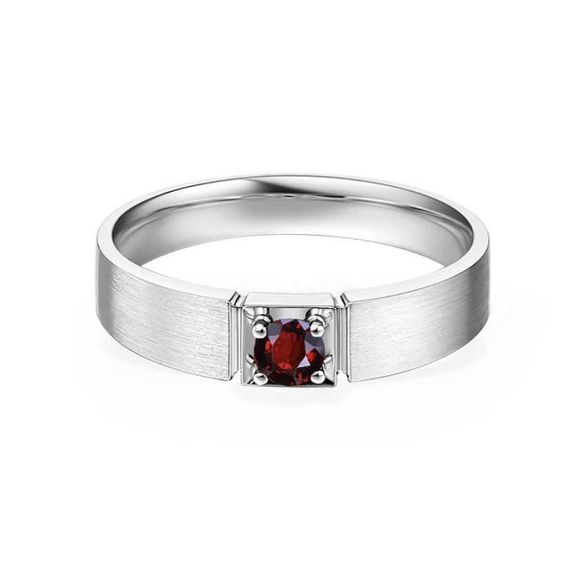 天然石榴石[红骑士]S925银男士戒指送男朋友结婚双十一轻奢简约