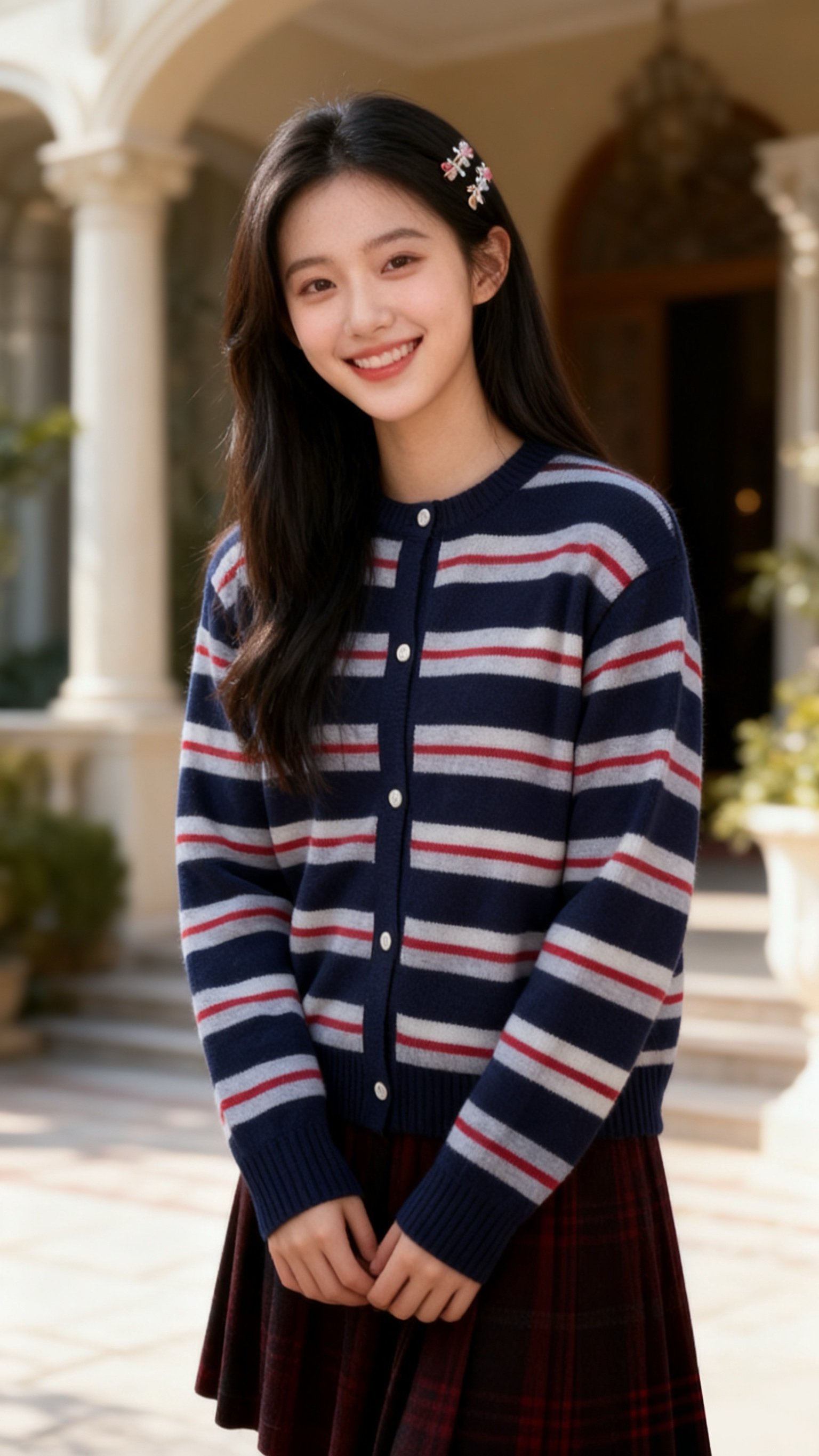 YYBY  2025冬季儿童大童时尚彩色条纹开衫毛衣  823