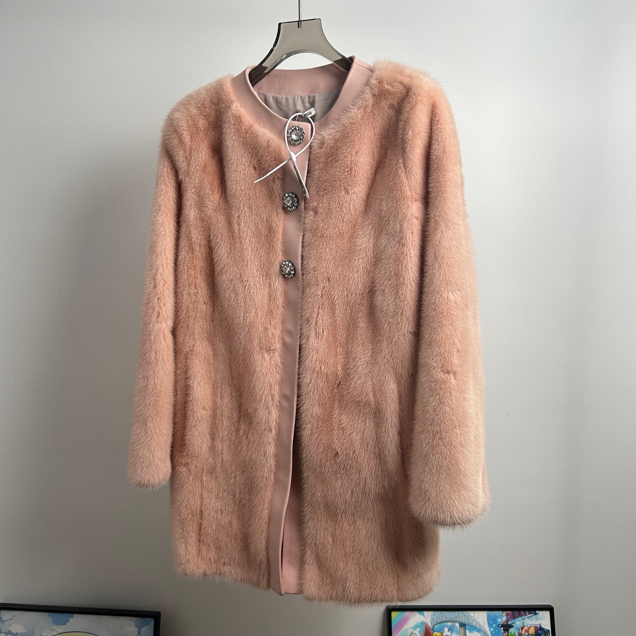 99新 MIU MIU/缪缪 粉色水貂皮草外套 40码 GM002484