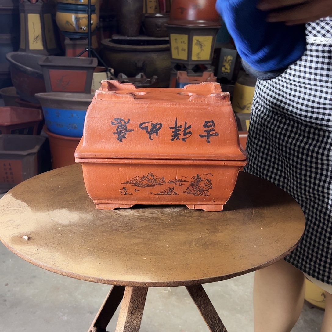 宜兴紫砂花盆26+26红马槽