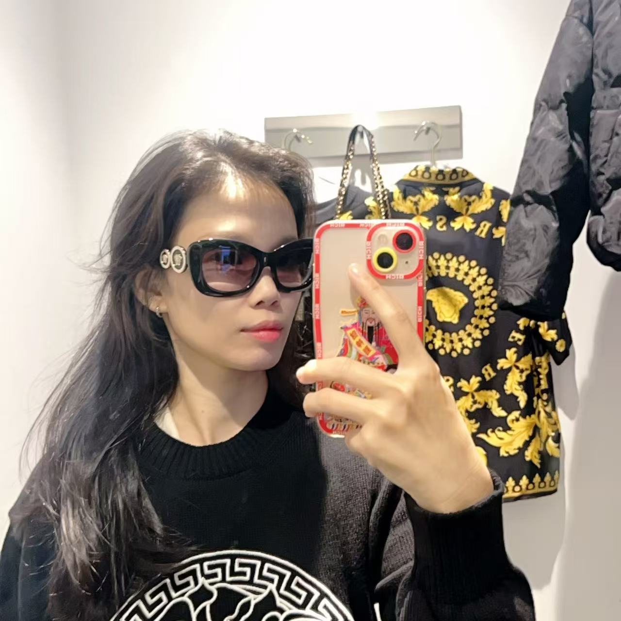 未使用 VERSACE/范思哲 美杜莎金扣太阳镜墨镜
