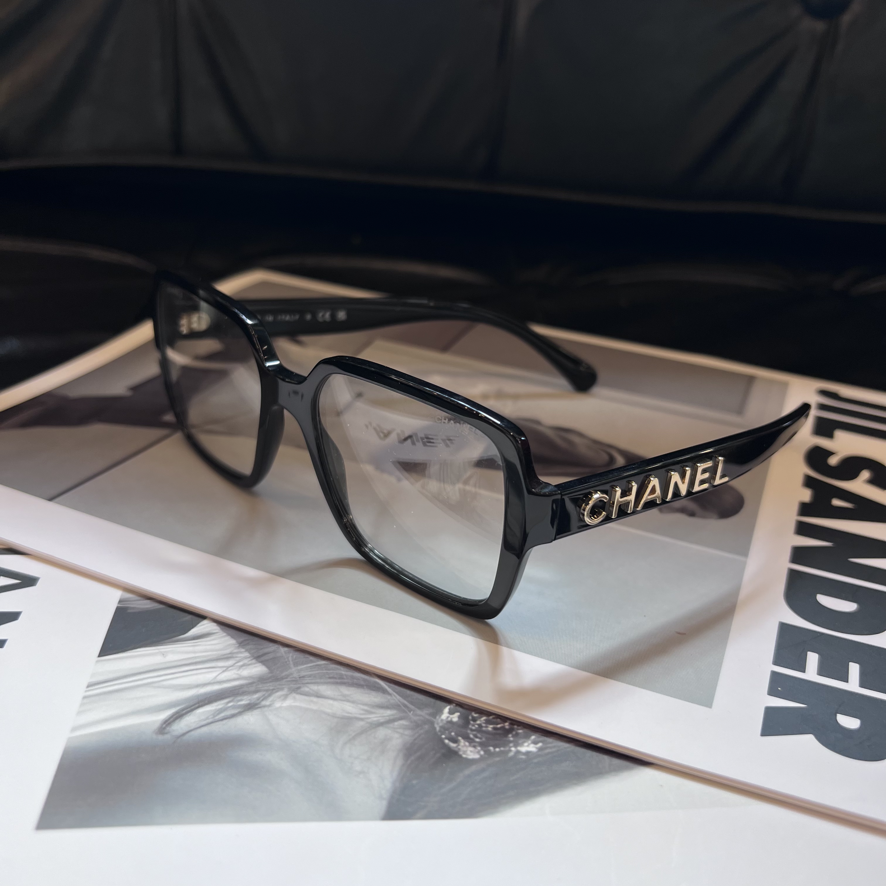 95新 Chanel/香奈儿 方形黑框眼镜